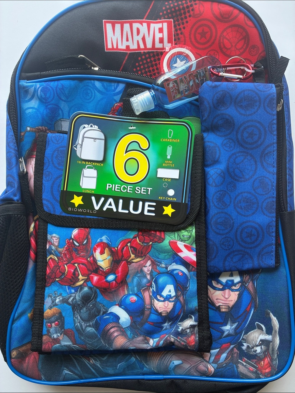 Marvel Avengers Kids 6-Piece Backpack Set
